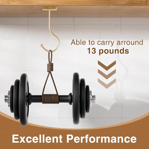 Josmimic Modern Banana Hanger Hook Under Cabinet: Adhesive Banana Holder, Foldable with Magnets When Not in Use, Under Counter Banana Hook, Stainless, Hold 13 LB, Gold, 2 Pack - Image 3