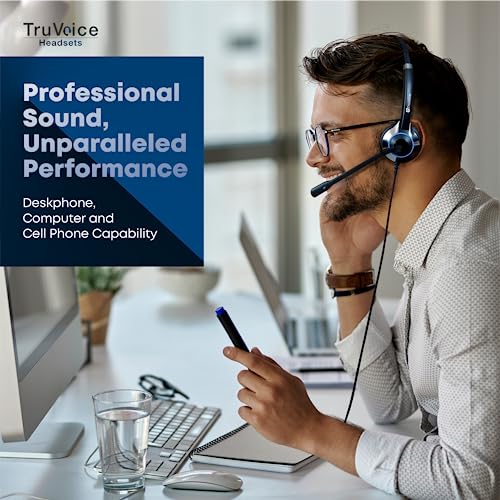 TruVoice HD-550 Office and Call Center Wired QD Headset with Noise Canceling Microphone and HD Speakers - Compatible with Mitel, Nortel, Avaya, Poly, Polycom, Shoretel, Digium, ESI, Fanvil Desk Phones - Image 3