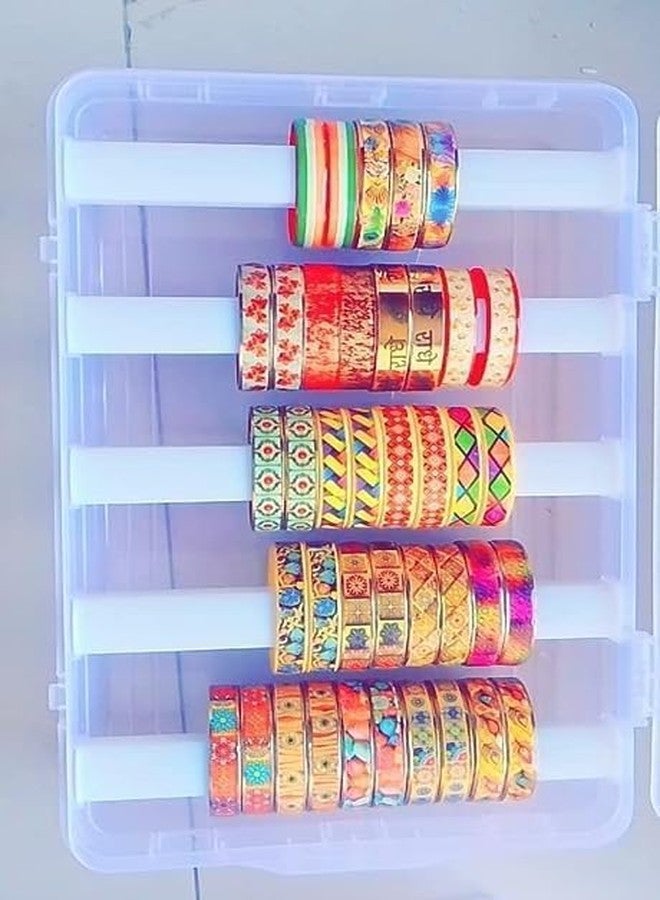 MFN Transparent Stylish Multipurpose Plastic Bangle Box With 5 Detachable Rods For Women and Girls,Organizer Accessories Plastic Storage Box For Jewellery (Large) - Image 3