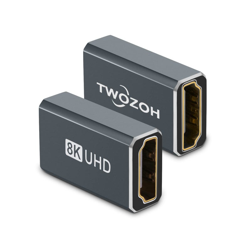 Twozoh موصل HDMI 8K من توزوه (عبوة من 2)، محول HDMI 2.1 أنثوي إلى أنثوي، موصل HDMI أنثوي بسرعة 48Gbps، تمديد HDMI 8K@60Hz، 4K@120Hz 1080p - Image 1