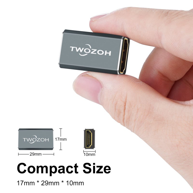 Twozoh موصل HDMI 8K من توزوه (عبوة من 2)، محول HDMI 2.1 أنثوي إلى أنثوي، موصل HDMI أنثوي بسرعة 48Gbps، تمديد HDMI 8K@60Hz، 4K@120Hz 1080p - Image 5