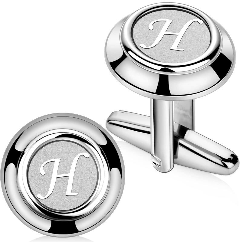 AMITER 26 Letters Cufflinks for Men, Initial Cuff Links Tuxedo Shirt Studs for Business, Wedding, Anniversary