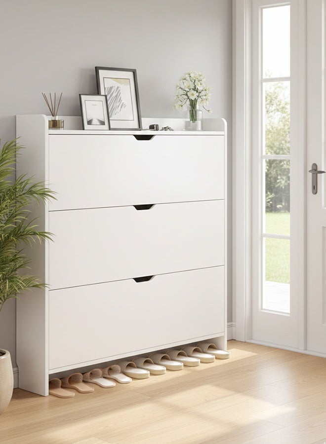 KLNAMAEAAN Three Tier Shoe Rack Organizer Storage Foldable Closet with Doors for Living Room - Image 1