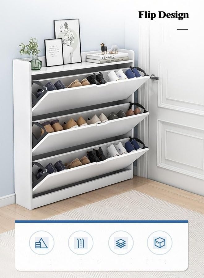 KLNAMAEAAN Three Tier Shoe Rack Organizer Storage Foldable Closet with Doors for Living Room - Image 2