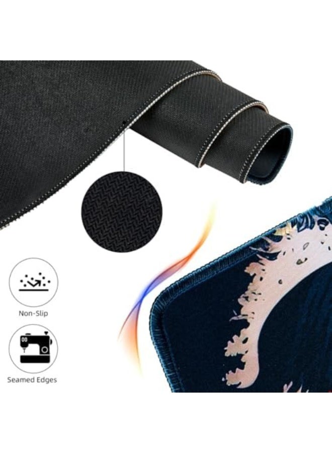 كاست ويف ماوس باد الألعاب الكبير بتصميم الأمواج اليابانية، مقاس 31.5×11.8 بوصة، حواف مخيطة، سطح مقاوم للماء، قاعدة مطاطية مانعة للانزلاق، مناسب للكيبورد والماوس - Image 3