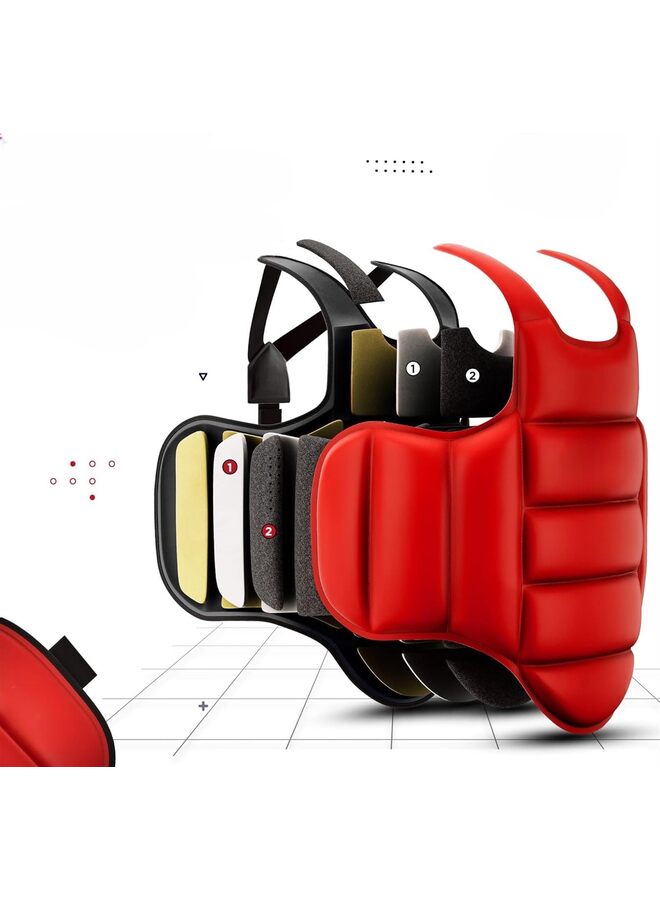 Boxing Body Protector Reversible, Kickboxing Muay Thai Chest Guard, Sparring Training Heavy Punching, Adjustable Shield, Martial Arts Upper Belly Protection Pad, Taekwondo Vest (Color - Image 1