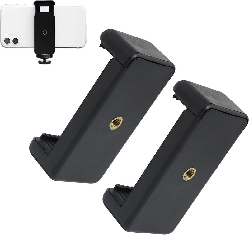 CERLINK Universal Monopod Holder Clip - Black (Pack of 2) - Compatible with Smartphones (2.2-3.6 inches) - Tripod & Monopod Mount - 360° Rotation - Secure Grip - ABS Plastic & Metal Springs - Image 1