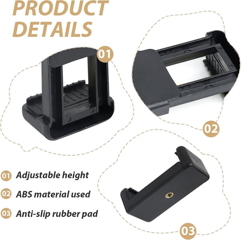 CERLINK Universal Monopod Holder Clip - Black (Pack of 2) - Compatible with Smartphones (2.2-3.6 inches) - Tripod & Monopod Mount - 360° Rotation - Secure Grip - ABS Plastic & Metal Springs - Image 3