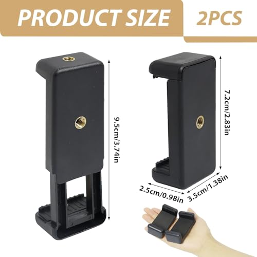 CERLINK Universal Monopod Holder Clip - Black (Pack of 2) - Compatible with Smartphones (2.2-3.6 inches) - Tripod & Monopod Mount - 360° Rotation - Secure Grip - ABS Plastic & Metal Springs - Image 2