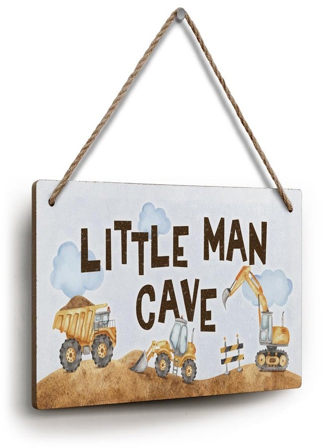 YZEXEZY Construction Boy Room Decor-Little Man Cave Sign 6"x12" Construction Wall Decor Hanging Plaque for Toddler Room,Kids Bedroom,Nursery Boys Playroom - Image 1