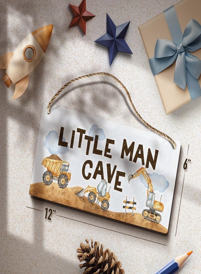 YZEXEZY Construction Boy Room Decor-Little Man Cave Sign 6"x12" Construction Wall Decor Hanging Plaque for Toddler Room,Kids Bedroom,Nursery Boys Playroom - Image 3