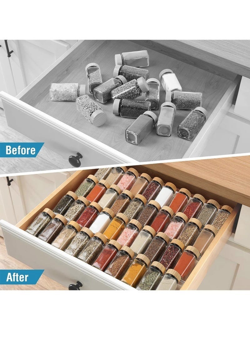 منظم درج التوابل، منظم رف التوابل من الأكريليك لدرج المطبخ، 4 مستويات مائلة قابلة للتوسيع لإدراج التوابل، للخزانة - Image 2