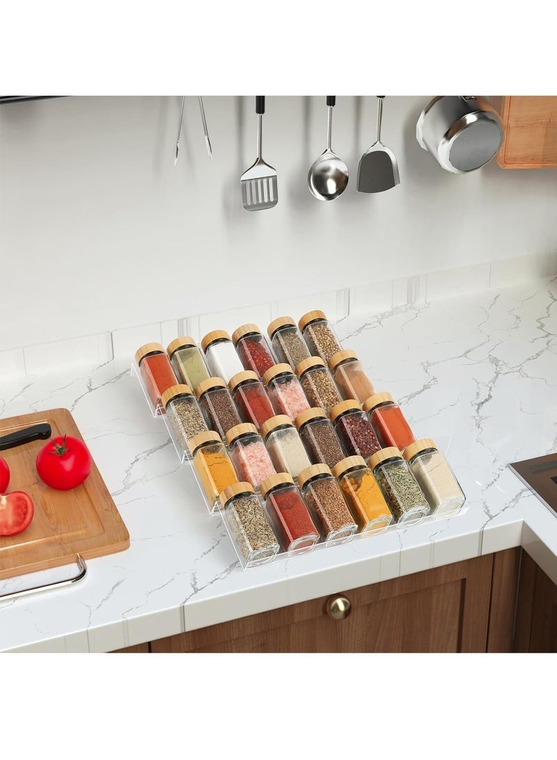 منظم درج التوابل، منظم رف التوابل من الأكريليك لدرج المطبخ، 4 مستويات مائلة قابلة للتوسيع لإدراج التوابل، للخزانة - Image 3