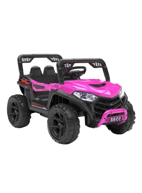 Electric Kids Ride On Car Mountain Design Suitable for 2-6 Years Old with Remote Control and Internal Pedal 12V (Pink)