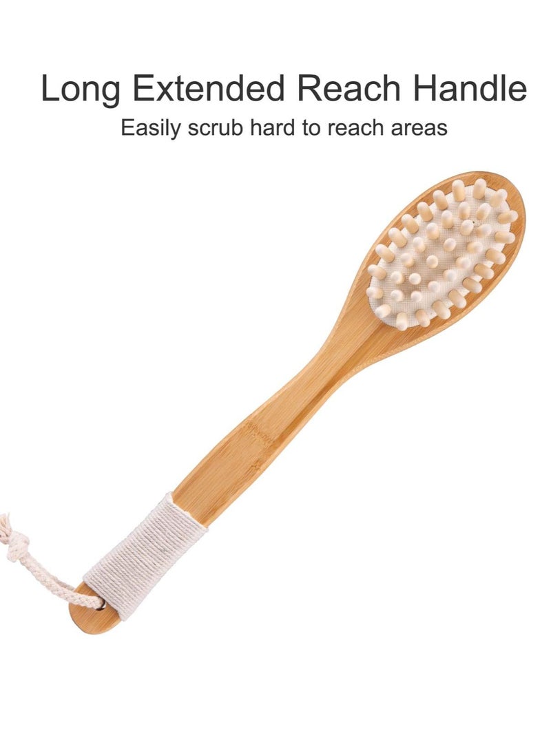 Zikra Bath Body Brush Long Handle Back SPA Clean Natural Bristle Shower Brushes Improves Blood Circulation Exfoliates Skin Health Wet Or Dry Scrubber Yellow - Image 3