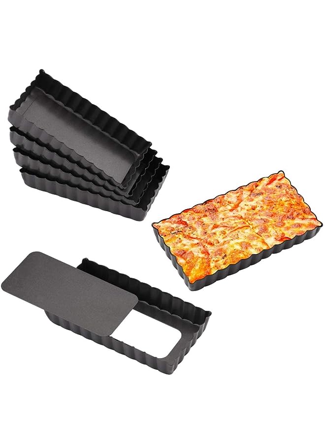 KASTWAVE Mini Tart Pan Set of 4 Rectangular Non-Stick 4 Inch Quiche Pan Loose Removable Bottom Tart Pan for Pies, Quiche Bakeware, Cheese Cakes, Desserts - Image 1
