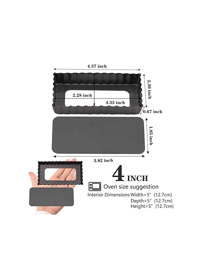 KASTWAVE Mini Tart Pan Set of 4 Rectangular Non-Stick 4 Inch Quiche Pan Loose Removable Bottom Tart Pan for Pies, Quiche Bakeware, Cheese Cakes, Desserts - Image 4