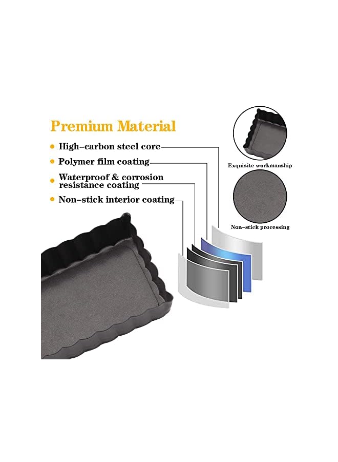 KASTWAVE Mini Tart Pan Set of 4 Rectangular Non-Stick 4 Inch Quiche Pan Loose Removable Bottom Tart Pan for Pies, Quiche Bakeware, Cheese Cakes, Desserts - Image 5