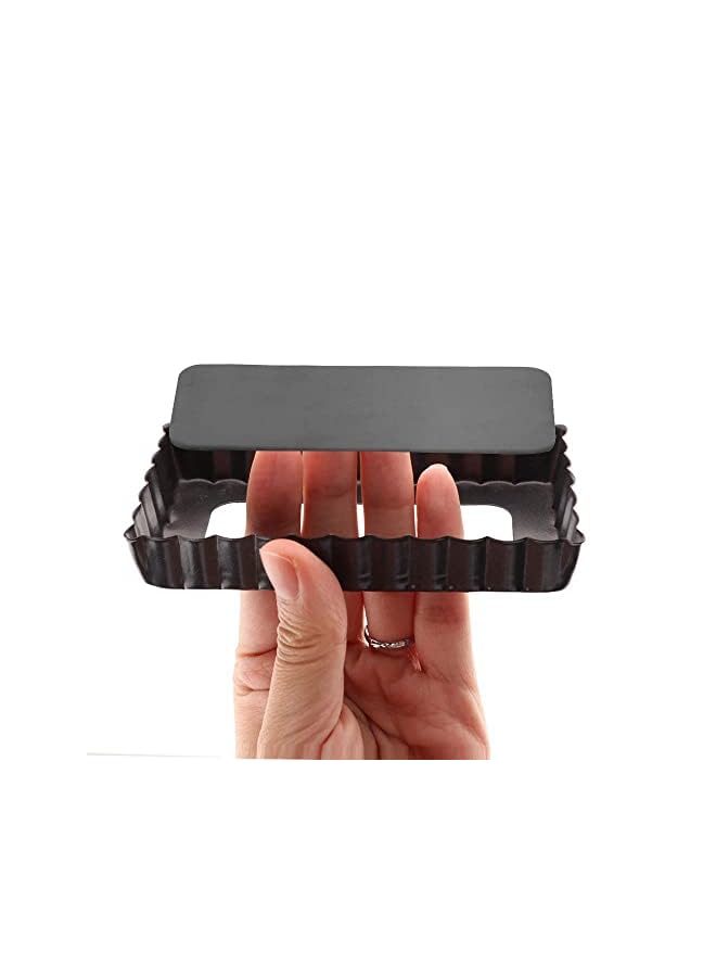 KASTWAVE Mini Tart Pan Set of 4 Rectangular Non-Stick 4 Inch Quiche Pan Loose Removable Bottom Tart Pan for Pies, Quiche Bakeware, Cheese Cakes, Desserts - Image 2
