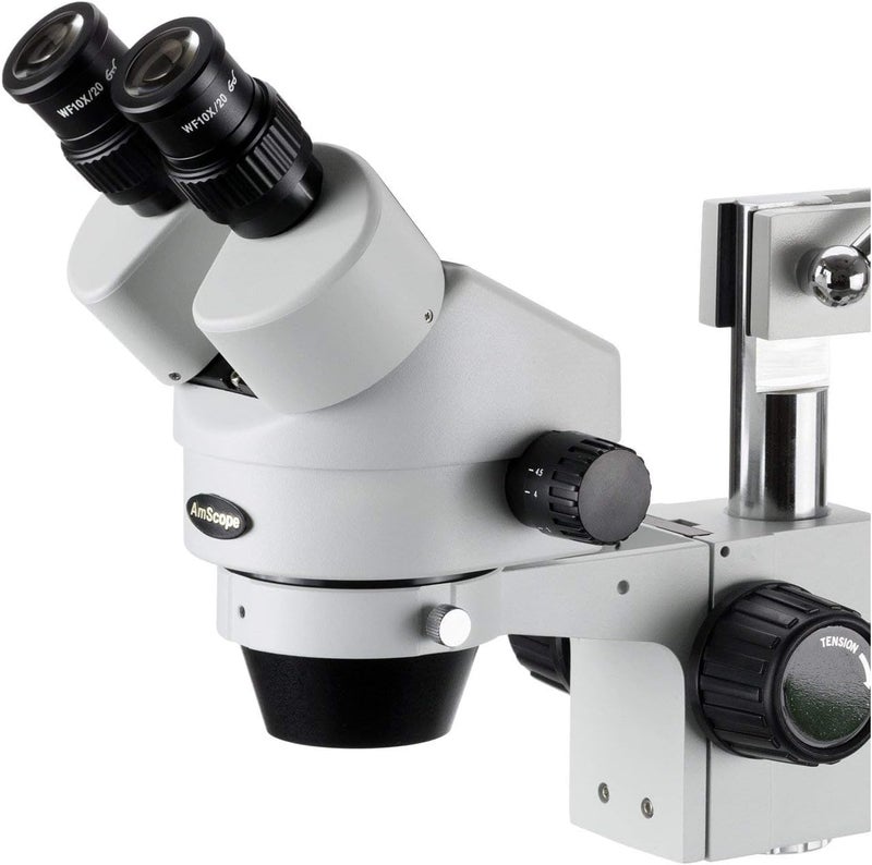 AmScope AmScope SM3B Professional Binocular Stereo Zoom Microscope WH10x Eyepieces 7X45X Magnification 07X45X Zoom Objective Ambient Lighting SingleArm Boom Stand  - Image 2