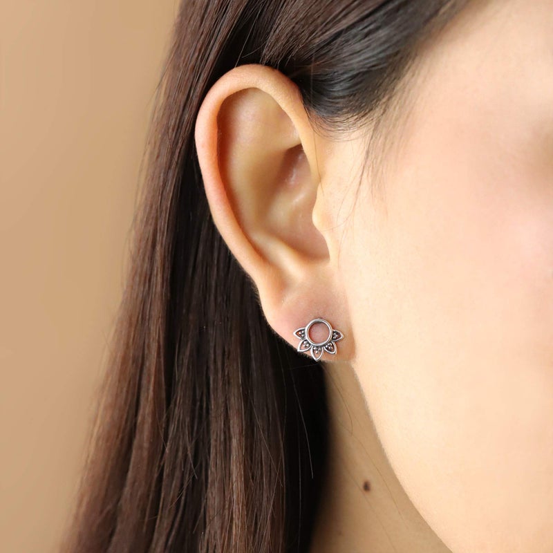 Boma Jewelry Sterling Silver Balinese Filigree Circle Stud Earrings - Image 3
