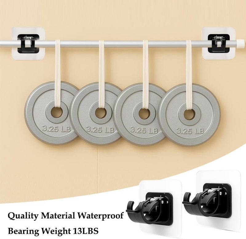 Sociaooil 8PCS No Drill Curtain Rod Brackets No Drilling Self Adhesive Curtain Rod Holder Hooks Nail Free Adjustable Curtain Rod Hooks Curtain Hangers for Bathroom Kitchen Home Bathroom and Hotel (Black) - Image 4