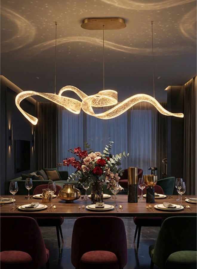 Gold Acrylic Chandelier, Warm White Pendant Light for Dining Room Living Room Foyer - Image 2