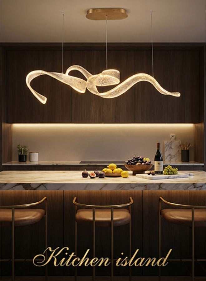 Gold Acrylic Chandelier, Warm White Pendant Light for Dining Room Living Room Foyer - Image 3