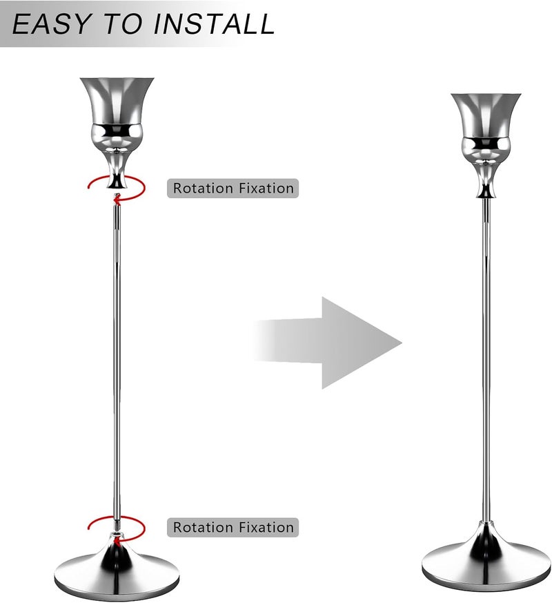 SHOWIN Dense material Candlestick Holders Silver, 3 Packs Taper Candle Holder for Candlesticks, Candle Sticks Holder Decor for Home Decor Modern look - Image 5