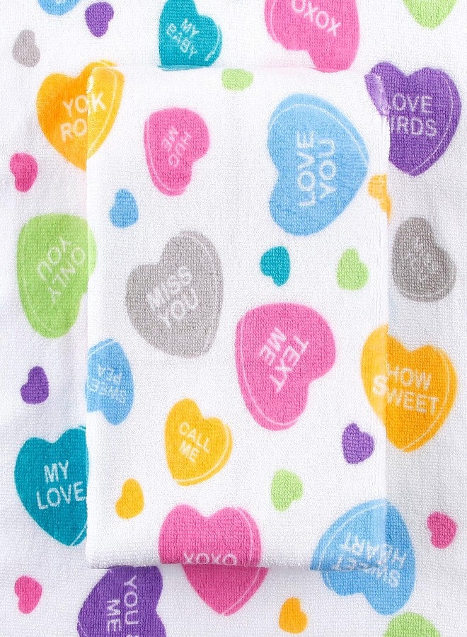 Quera 2 Pack Valentine's Day Conversation Heart Hand Towels 100% Cotton Bathroom Decorative Towels Set for Drying, Cleaning, Cooking, Holiday 13.7'' x 29.5'' - Image 5
