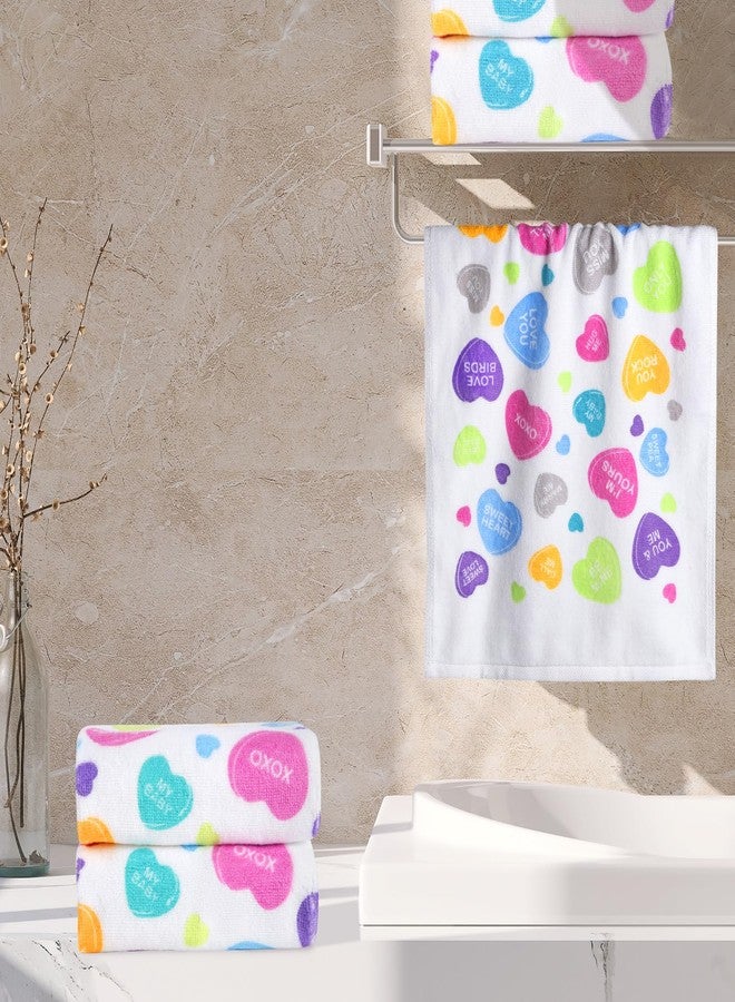Quera 2 Pack Valentine's Day Conversation Heart Hand Towels 100% Cotton Bathroom Decorative Towels Set for Drying, Cleaning, Cooking, Holiday 13.7'' x 29.5'' - Image 2
