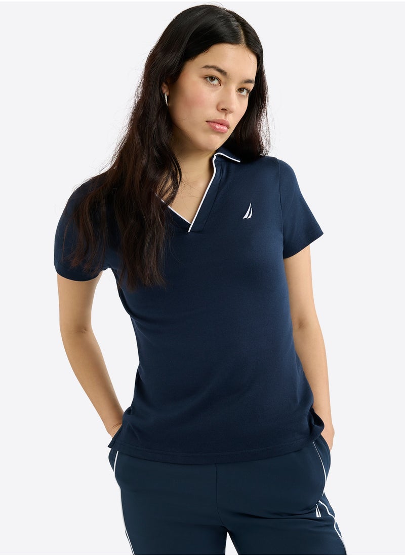 Women's Dark Navy Short Sleeve V- Neck Polo Shirt, Lightweight Summer Collection - pzsku/Z0446AEBAC83B23480BD1Z/45/_/1738756951/30a8472e-ebb9-430d-a3d3-991d7aba42ec