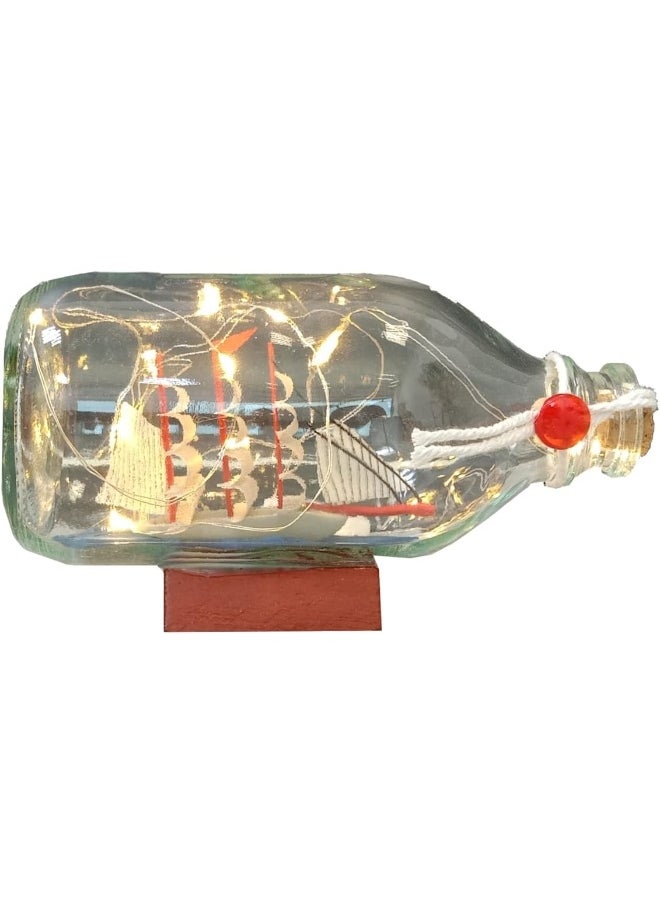 Generic FAB D'COR Glass Bottle Ship Inside With Light, Gift Glass Bottle Ship Inside Bottle Gift for Loved Ones Decorative Showpiece  - Image 1