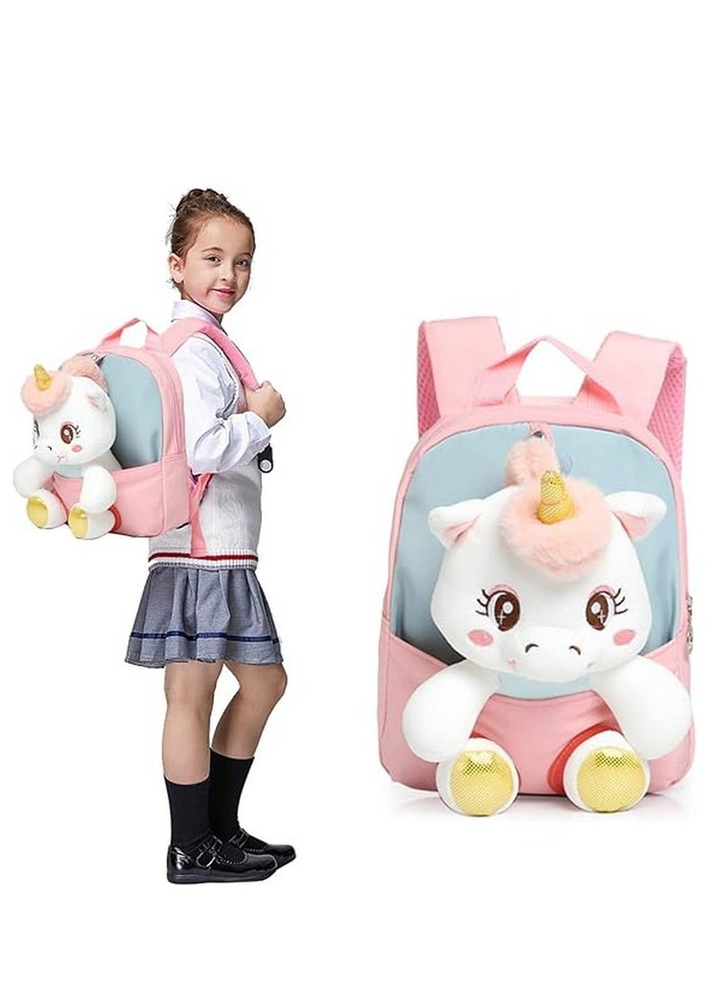 RATSAW Adorable Backpack for Toddler Kids Cute Plush Animal Toy for Girl Mini Schoolbag with Plush Animal for Preschool Child  - Image 1