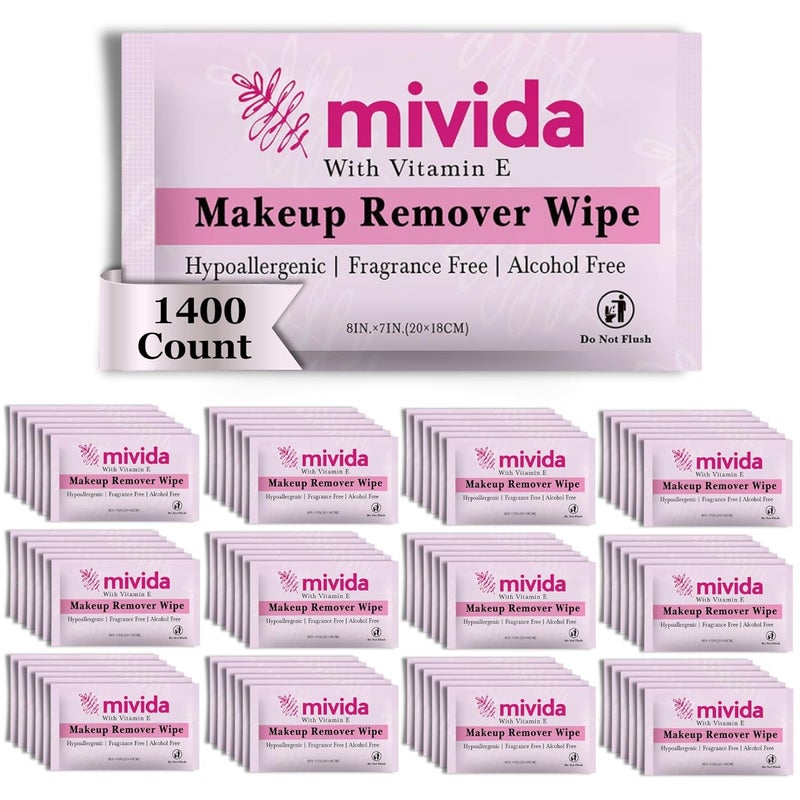 1400Count Bulk Individually Wrapped Makeup Remover Wipes  Hypoallergenic FragranceFree AlcoholFree with Vitamin E  Travel Essentials Makeup Remover Wipes for Hotels Airbnb  Businesses