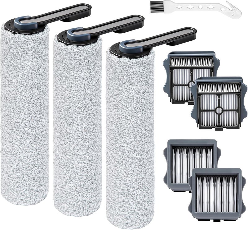 LBLVBNEWD Roller Brush Replacement Compatible with Tineco iFLOOR 5 Breeze/Floor ONE S5/Floor ONE S5 Pro Wet Dry Vacuum Cleaner, Replacement Parts Include 3 Roller Brush, 4 Filters, 1 Cleaner Brushes - Image 1