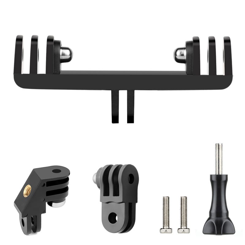 SOONSUN Dual Twin Mount with 90Â° Direction Elbow Adapter for GoPro Hero 13 12 11 10 9 8 7 6 5 4 3 2, Session, Dual Mount Bracket Accessories for Action Camera - Image 1