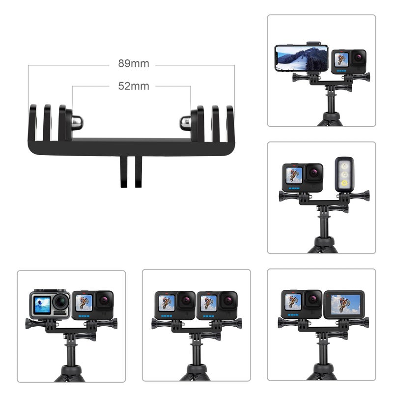 SOONSUN Dual Twin Mount with 90Â° Direction Elbow Adapter for GoPro Hero 13 12 11 10 9 8 7 6 5 4 3 2, Session, Dual Mount Bracket Accessories for Action Camera - Image 5