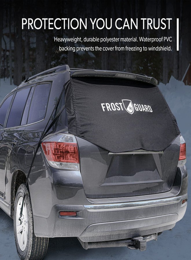 FrostGuard Rear Windshield Cover for Ice and Snow, For SUVs and Trucks - Rear Window Cover to Reduce Scraping, Elastic to Conform to Vehicle's Shape - Secure Hooks for Snug Fit - Black, 59 x 20 Inches - Image 5