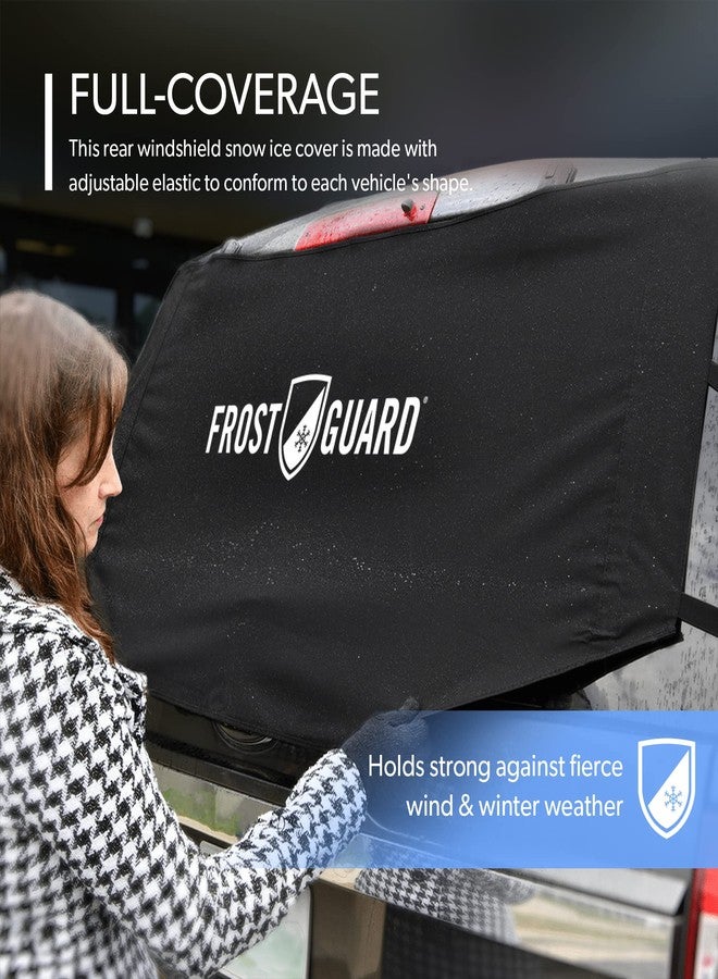 FrostGuard Rear Windshield Cover for Ice and Snow, For SUVs and Trucks - Rear Window Cover to Reduce Scraping, Elastic to Conform to Vehicle's Shape - Secure Hooks for Snug Fit - Black, 59 x 20 Inches - Image 3