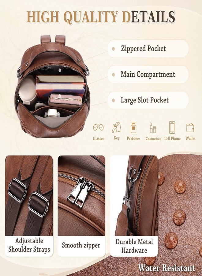 Chase Chic Mini Backpack Purse for Women, Vegan Leather Cute Small Backpack Ladies Fashion Shoulder Handbag for Travel Brown - Image 4