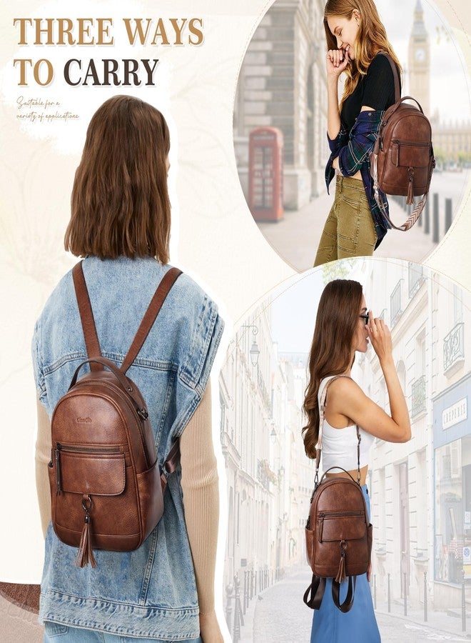 Chase Chic Mini Backpack Purse for Women, Vegan Leather Cute Small Backpack Ladies Fashion Shoulder Handbag for Travel Brown - Image 3