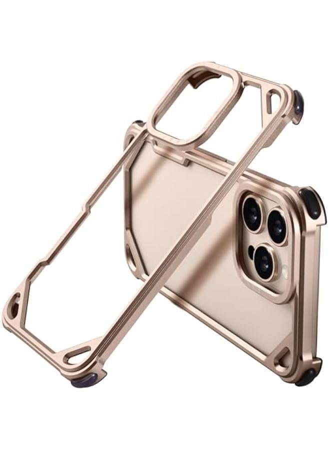 OATSBASF for iPhone 16 Pro 6.3 Bumper Case Metal, Aluminum Frame Slim Fit No Back Design, Compatible with MagSafe, 4 Corner Shockproof Protection, Minimalist Frameless Phone Case, Desert Titanium - Image 1