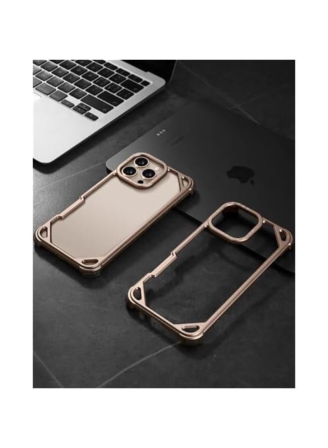 OATSBASF for iPhone 16 Pro 6.3 Bumper Case Metal, Aluminum Frame Slim Fit No Back Design, Compatible with MagSafe, 4 Corner Shockproof Protection, Minimalist Frameless Phone Case, Desert Titanium - Image 2