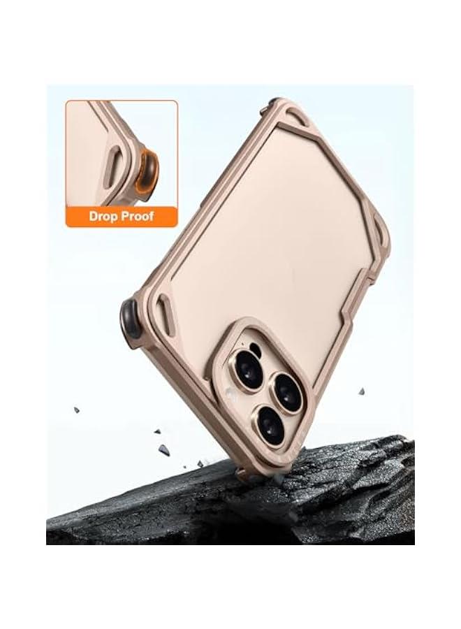 OATSBASF for iPhone 16 Pro 6.3 Bumper Case Metal, Aluminum Frame Slim Fit No Back Design, Compatible with MagSafe, 4 Corner Shockproof Protection, Minimalist Frameless Phone Case, Desert Titanium - Image 4