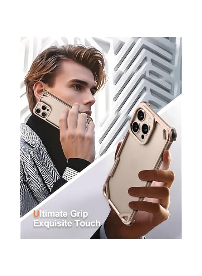 OATSBASF for iPhone 16 Pro 6.3 Bumper Case Metal, Aluminum Frame Slim Fit No Back Design, Compatible with MagSafe, 4 Corner Shockproof Protection, Minimalist Frameless Phone Case, Desert Titanium - Image 5