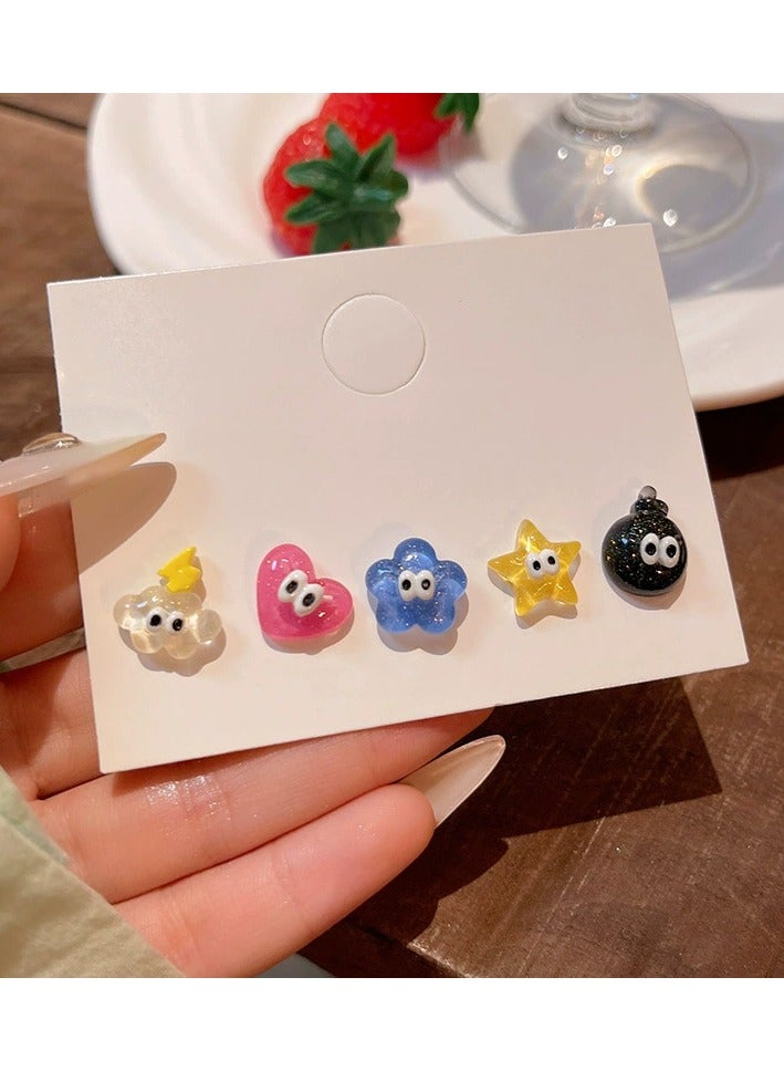 Goolsky Kawaii Cartoon Candy Resin Stud Earrings – Cute Kirby & Soot Sprite Design, Frosted Hard Candy Look, Anime-Inspired Jewelry for Girls  - Image 1