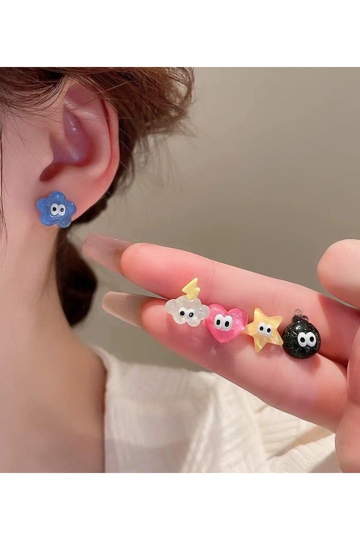 Goolsky Kawaii Cartoon Candy Resin Stud Earrings – Cute Kirby & Soot Sprite Design, Frosted Hard Candy Look, Anime-Inspired Jewelry for Girls  - Image 2