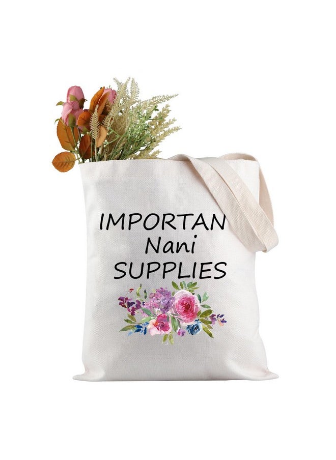 JXGZSO JXGZSO Important Nani Supplies Tote Bag Grandma Birthday Gift Babysitting Bag Nani Travel Gift Canvas Tote Bag (Nani Supplies Tote)  - Image 1
