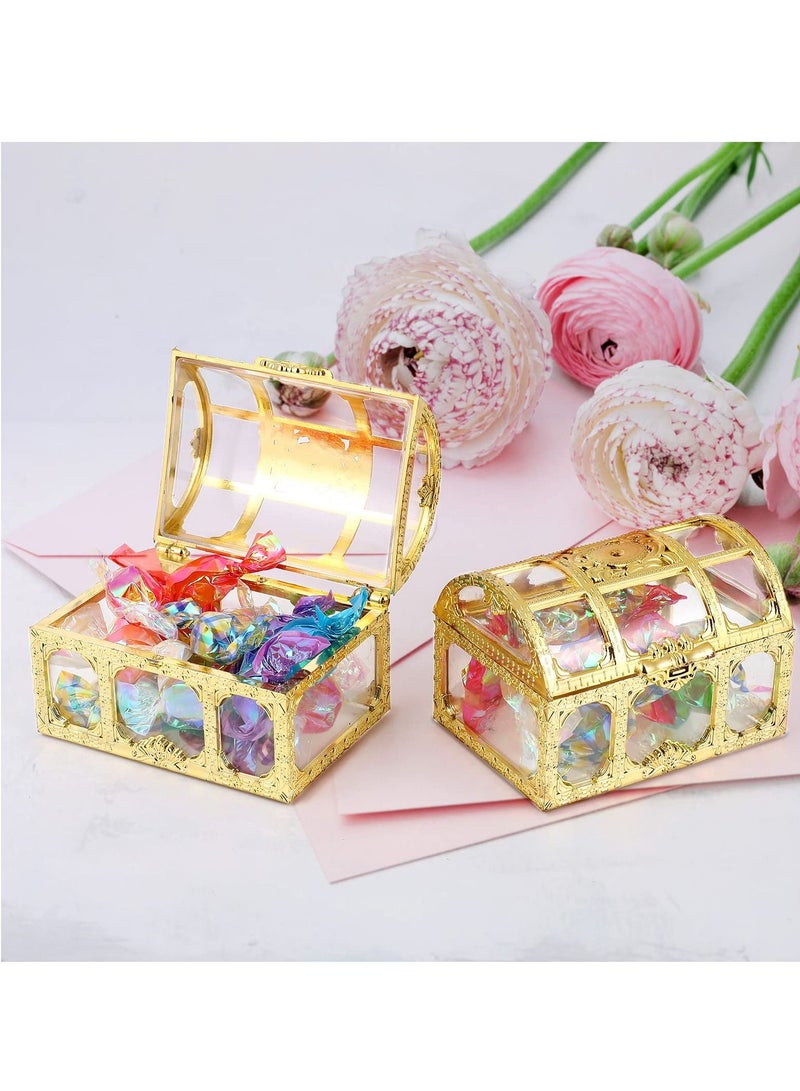 SYOSI Treasure Box Candy Box, 12 Pieces Creative Treasure Box Jar Transparent Jewelry Box Chocolate Packaging Gift Decoration Display Box for Wedding Party Anniversary Birthday Gift (gold) - Image 2